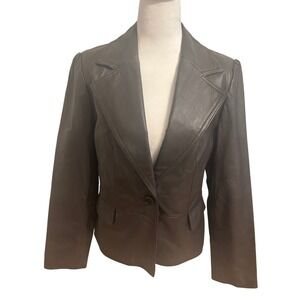 Vintage Kim Roger's Small chocolate brown leather Jacket coat blazer one button